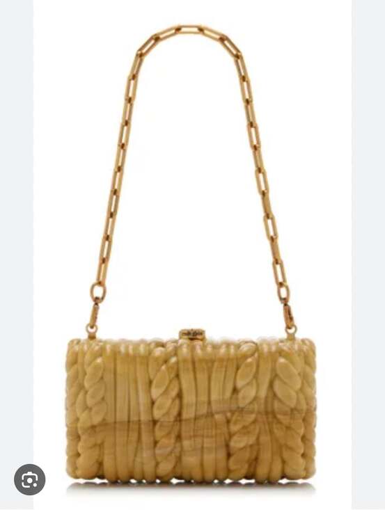 Cult Gaia Helene Acrylic Clutch in Cornsilk with Gold Chain Strap